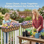 HFHOME 2 Pcs 30" Deck Railing Planter Box with Horse Trough Coco Liners, Black Window Box Metal Hanging Flower Planters Baskets for Indoor, Outdoor, Balcony, Porch, Fence, Patio, and Lawn - Image 5