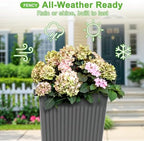 FENCY Set of 2 Tall Planters for Outdoor Plants, Gray Ribbed - Image 4