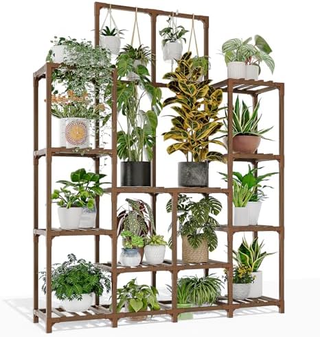 GENTINGBRO Plant Stand Indoor Outdoor 63" Tall Plant Shelf for Plants 12-Tier Large Plant Sheves for Living Room Heavy Duty Plant Rack Garden Balcony Patio Hanging Planter by Gentingbro