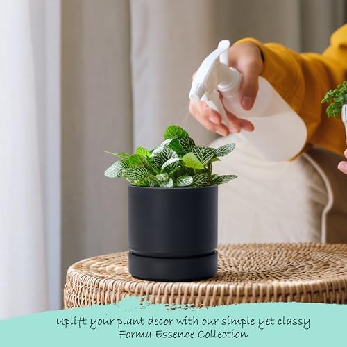 Phoenix Vine 4 Inch Planter Pot with Drainage Hole & Saucer, Deep Water Catch Tray, Straight Cylindrical Round Pot for Plants, Matte Black, Pack of 4, 23-C-R-4 - Image 6