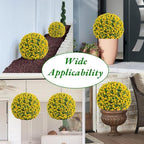 15.7 Inch Artificial Hanging Topiary Balls Set of 2, Faux Flower Balls for Garden Patio Wedding Valentine's Day Decor, Outdoor Indoor Hanging Decorations for Porch Front Door Party, Yellow - Image 6