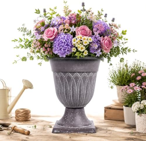 Urn Planter, 15 Inch Tall Classic Plastic Flower Pot - Image 3
