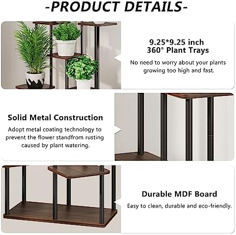 AZERPIAN 7 Tier Tall Plant Stand Indoor Corner Tiered Shelf Metal MDF Board - Image 5