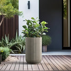 Kante Accent Round Column Weathered Concrete Planter 17.7" Tall, Outdoor - Image 4