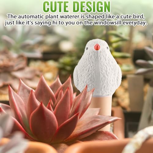 Sliner 8 Pcs Bird Plant Self Watering Globes Terracotta Spikes, White - Image 5