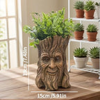 Tree Face Flowerpot with Drainage Hole, Durable Resin Material Garden Flowerpot, Suitable for Indoor and Outdoor Plant Decorative Vases Outdoor Plant Pot - Forest-Inspired Creative Garden Decoration - Image 4