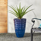 Glitzhome 19.75" H Oversized Tall Planter,Modern Set of 2 Textured Gradient Cobalt Blue Round Garden Plant Pots with Drainage Holes Flower Containers for Indoor Outdoor, Front Door, Patio and Deck - Image 4