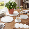 Gejoy 8 Pack Diatomaceous Earth Plant Saucers 4/6/8/10 Inch Stone Plant Tray Instant Dry Water Absorbent Diatomite Coasters for Planter Drainage Plates to Catch Water by Gejoy