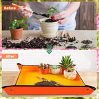 Flower Pots Transplanting Mats Gardening Planting Mat PE Plant Repotting Foldable Waterproof Potting Pad for Indoor Plant Repotting(Thickened - 66x66cm) - Image 3