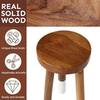 Teak Wood 9" Round Plant Stand |Dip Dyed Plant Stand |Accent Stool |Milking Stool |Bath Stool |Small Side Table (16" Tall White) - Image 6