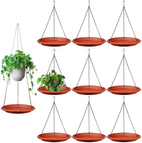 Hanging Planter for Plant, 12" Plant Saucer with Chain(10 Pcs,Brick Red） by Saillong