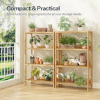 HOOBRO Bamboo Storage Shelf, 4-Tier Freestanding Shelving Unit, Multifunctional Storage Rack with Back Panel, 23.6 x 10.2 x 39.4 inches, for Bathroom, Living Room, Balcony, Kitchen, Natural YL95CJ01 - Image 6