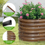 Galvanized Raised Garden Bed - 2PCS 4x2x1.4ft Metal Planter Box Brown - Image 6