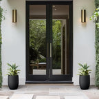Kante Small Round Curved Black Concrete Planter 9.1" Dia, Outdoor - Image 5