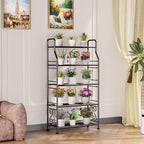 GIOTORENT Plant Stand Outdoor Indoor 5 Tier Metal Waterproof - 53.2" Plant Shelf for Patio, Balcony, Living Room, Large Capacity Tiered Plant Rack, Black - Image 4