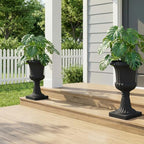 Urn Planter Set of 2/4 19.7 Inch Tall Plastic Flower Pots Traditional Classic Round Decorative Container for Front Porch Garden Patio Entryway Indoor Outdoor Display Black 4 - Image 5
