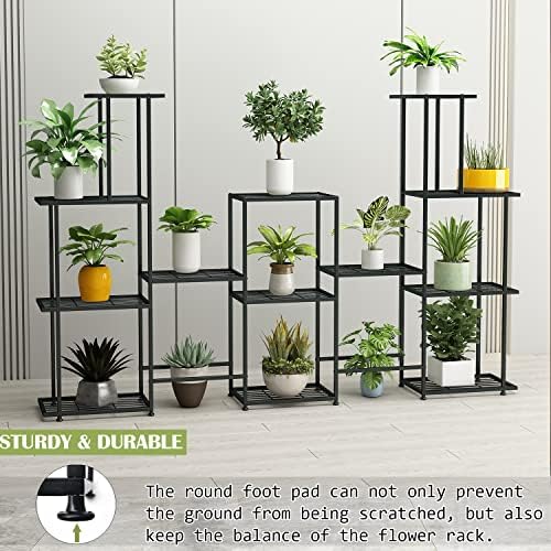 Twhep Tall Multi Tier Plant Stand, 13 Tiers Multifunctional Plant Stands for Indoor Plants, Decorative Black Steel Plant Shelf for outdoor Patio Garden Balcony and Yard - Image 3