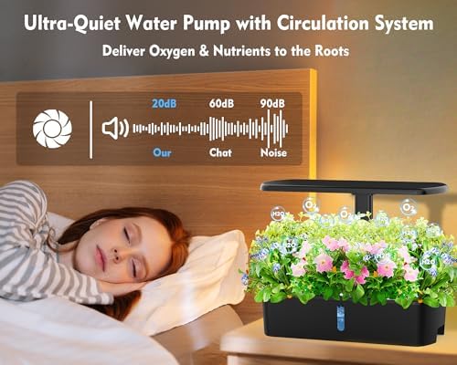 Hydroponics Growing System Kit 12 Pods Indoor Garden, Hydroponic Indoor Herb Garden Kit with Grow Light, Smart in Door Gardening Gifts for Women, Adjustable Height, Auto Timer, Quiet Pump - Image 4