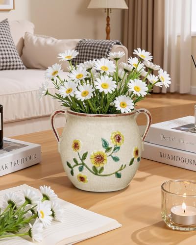 BUYMAX 6 Inch Vintage Ceramic Flower Pot with Handles and Drainage Hole - Image 6