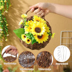 2pcs Handmade Wicker Hanging Flower Basket Set with Liners for Plants - Image 3