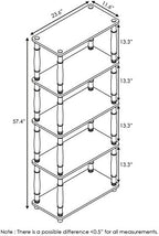 Furinno TURN-S-TUBE Storage Shelves, 5-Tier Book Shelf, Corner Shelf, Toolless Open Shelves, Classic Tubes, for Organization and Storage, Living Room, Garage, Home Office, Beech - Image 3