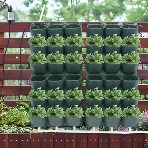 Vertical Wall Planter, Self-Watering Vertical Garden Planter Set with 36 Pots, Stackable Planters Grow Pots with Electronic Timer for Growing Veggies, Fruits, Herbs, Flowers. - Image 5