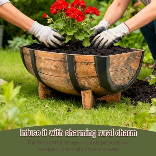 6 Set Whiskey Barrel Planter,16.14x11.8x7.28 Inch - Image 7