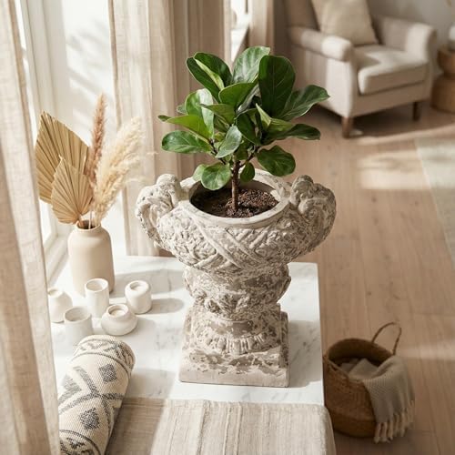SOFE Vintage 28" Tall Large Outdoor Plant Pot, Lidded Garden Planter Urns - Image 6