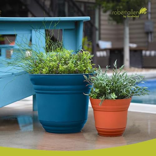 Headwind Traverse Planters – 10" 2 Pack Plastic Plant Pot in Sapphire Blue - Indoor & Outdoor Pots for Plants with Drainage - Decorative Plant Pot, Flower Pots Outdoor for Garden by Robert Allen - Image 5