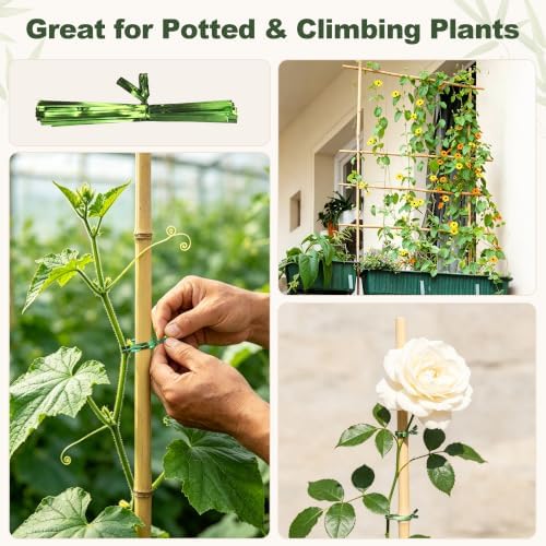 Natural Bamboo Poles, Approx. 57 in / 5 ft, 5/8" Diameter Bamboo Sticks for Plants, Wood Garden Stakes for Tomatoes, Beans, Flowers, Potted Trees and Climbing Plants, 40 Pack - Image 6
