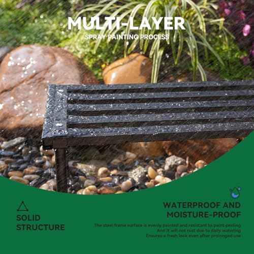 Metal Plant Stand, Rust-proof Aluminum Flower Pot Stand, Heavy Duty Planter Display Shelving for Patio Balcony Garden Living Room Decorative (Black, 47.2 Inch) - Image 5