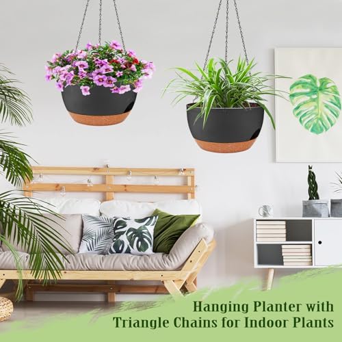12 Inch Self Watering Hanging Planters with Removable Reservoir, 2 Pack - Image 7
