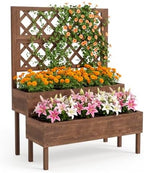 Garvee Raised Garden Bed with Trellis, 2-Tier Wooden Elevated Planter Box by Garvee