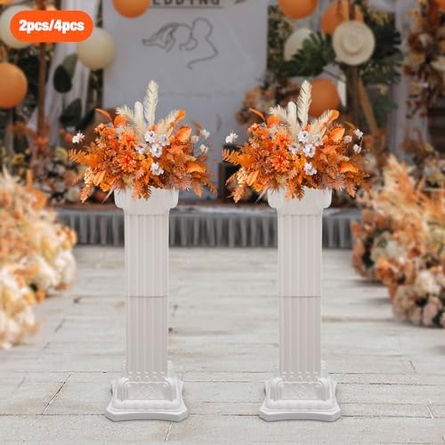 4Pcs Wedding Roman Column, Wedding Landscaping Plastic Roman Pillar Artistic Roman Column Statue Party Flowerpot Holder Wedding Event Decorative Columns for Wedding Party Celebration Decor - Image 6