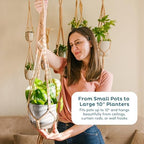 Nook Theory 6-Pack Macrame Plant Hangers with 12 Hooks - Hanging Planters for Indoor Plants, Boho Macrame Hangers Indoor Outdoor, Decorative Plant Hanger Indoor (Cream) - Image 5