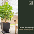 Mayne Acadia 18in Self-Watering Tall Square Planter, Black - Image 6