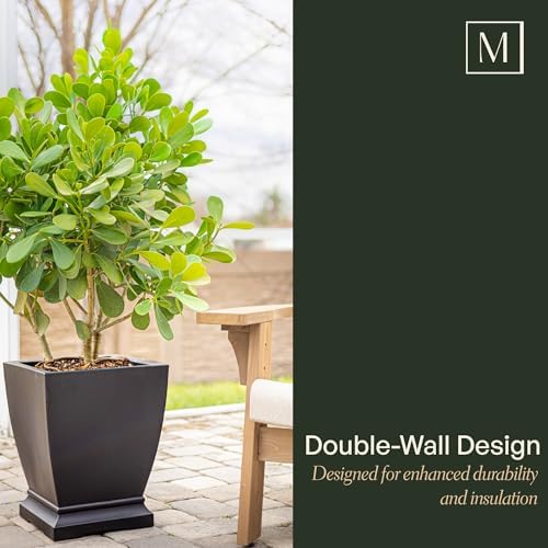 Mayne Acadia 18in Self-Watering Tall Square Planter, Black - Image 6