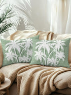 Tropical Palm Tree 12x20 Waterproof Outdoor Lumbar Pillows Set of 2 with Inserts, Vintage Sage Green Exotic Botanical Plants Patio Decorative Cushion Pillows for Outdoor Sofa Bench Porch Balcony - Image 2