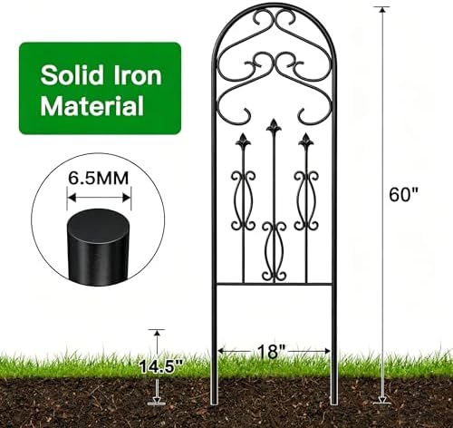 AMAGABELI GARDEN & HOME 4 Pack Large Garden Trellis for Climbing Plants Outdoor 60” x 18” Iron Plant Trellis for Potted Plant Support Tall Wall Metal Trellis Rose Vine Cucumber Bronze - Image 6
