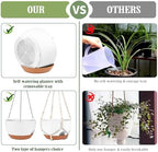 10 Inch Self Watering Hanging Planters with Metal Chain & Macrame Hangers - Image 4