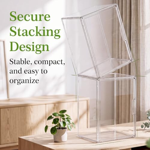 Marsui 4 Pack Mini Greenhouse for Indoor Plants, Clear Acrylic Tabletop Greenhouse with Magnetic Door, Stackable Plant Grow Tent for Seed Starting, Herbs, Succulents, 14.2 x 10.6 x 8.7 in - Image 3