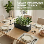 MyGift 14 Inch Matte Black Ceramic Rectangular Succulent Planter - Image 2