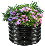 YSEJOMP 17" Tall 24" Diameter Round Raised Garden Bed Kits Outdoor Black by YSEJOMP