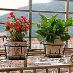 Hanging Railing Planters Baskets Art Hanging Flower Stands Balcony Flower Pot Holders Plant Iron Racks Fence Metal Potted Stand Mounted Balcony Round Plant Basket Shelf Container Box,Garden Steel Pots - Image 7