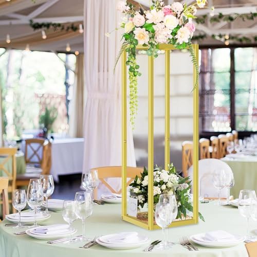 2pcs Cylinder Stands for Party, Gold Square 31.5 Inch - Image 4