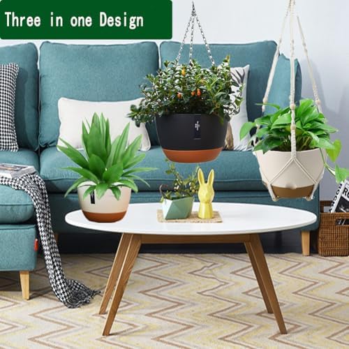 Self Watering Hanging Planter,2 Set Boho Macrame Plant Hanger,Hanging Flower Pots with Drainage Indoor Outdoor Hanging Baskets (Green, 12 inch) - Image 4