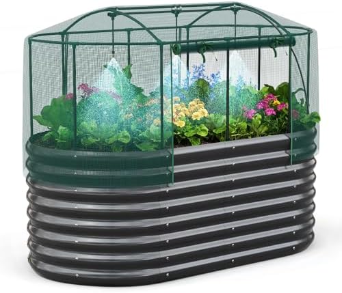 Quictent Raised Garden Bed Kit w/Self Watering & Netting 6x3x2Ft Dark Grey by QUICTENT