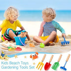 48 Pcs 8" Kids Gardening Tools, Metal Beach Sandbox Digging Toys with Wooden Handle, Including Shovel, Rake, Fork and Trowel, Garden Sand Snow Tools for Children Gift Outdoor Gardening - Image 3