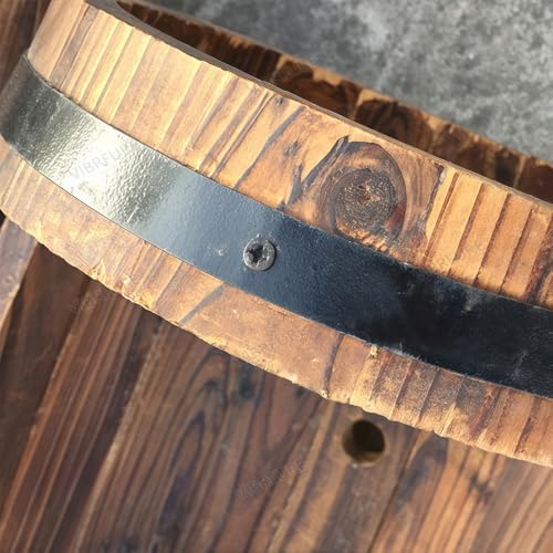 Wooden Whiskey Barrel Planters Outdoor Large 12-24 In (12"L x 8"W x 8"H) - Image 4