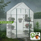 Outvita Walk-in Greenhouse, 3 Tiers 4 Shelves, Durable PE, 56"x29"x77" - Image 6